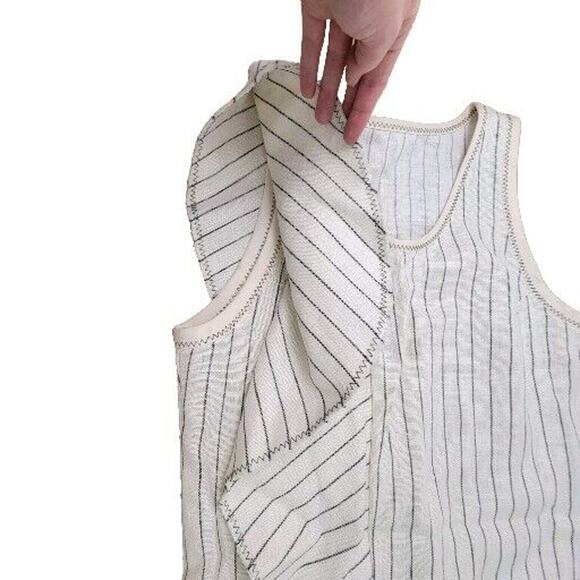 3.1 Phillip Lim Dress Women White Stripe Linen Blend A line Shift Asymmetrical S - Picture 3 of 5